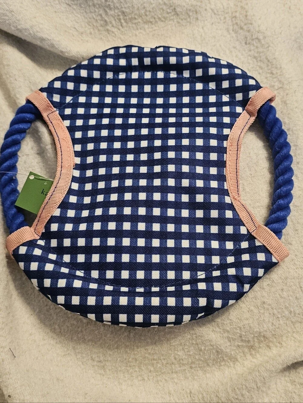 kate spade new york Blue Gingham Frisbee Dog Toy